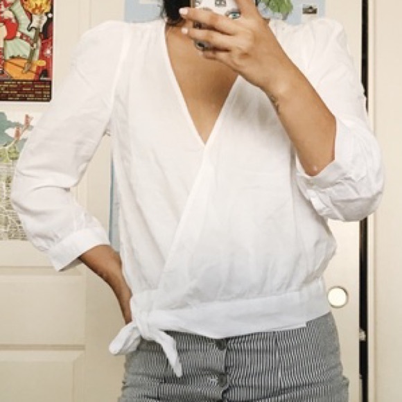 Madewell Wrap Top in Eyelet White - Picture 1 of 9